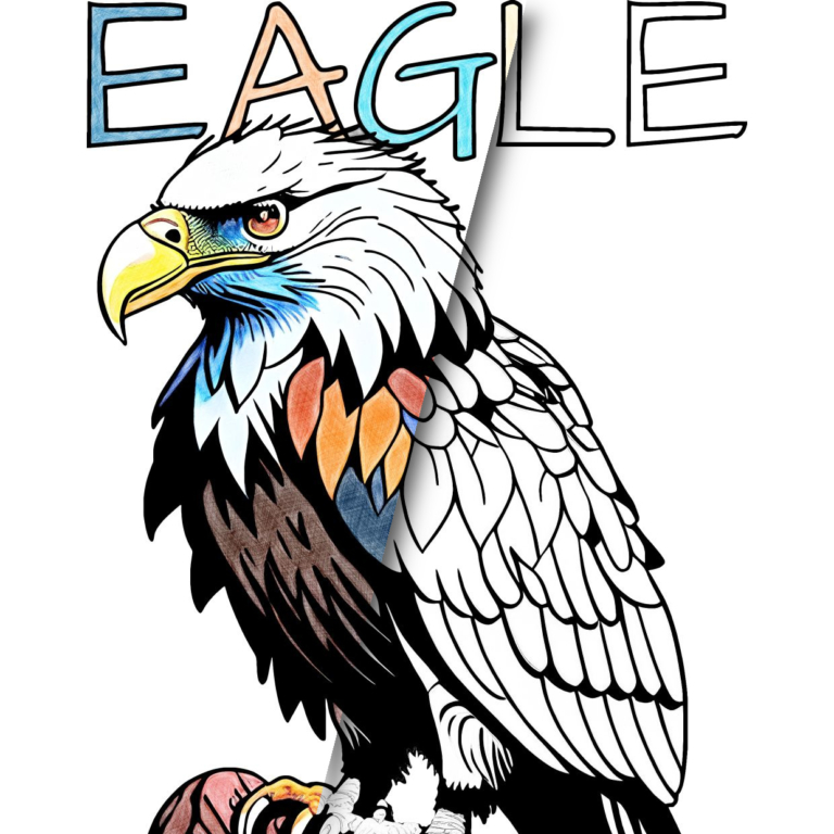 E is for Eagle – Animal Alphabet Free Coloring Page