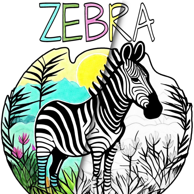 Z is for Zebra – Animal Alphabet Free Coloring Page