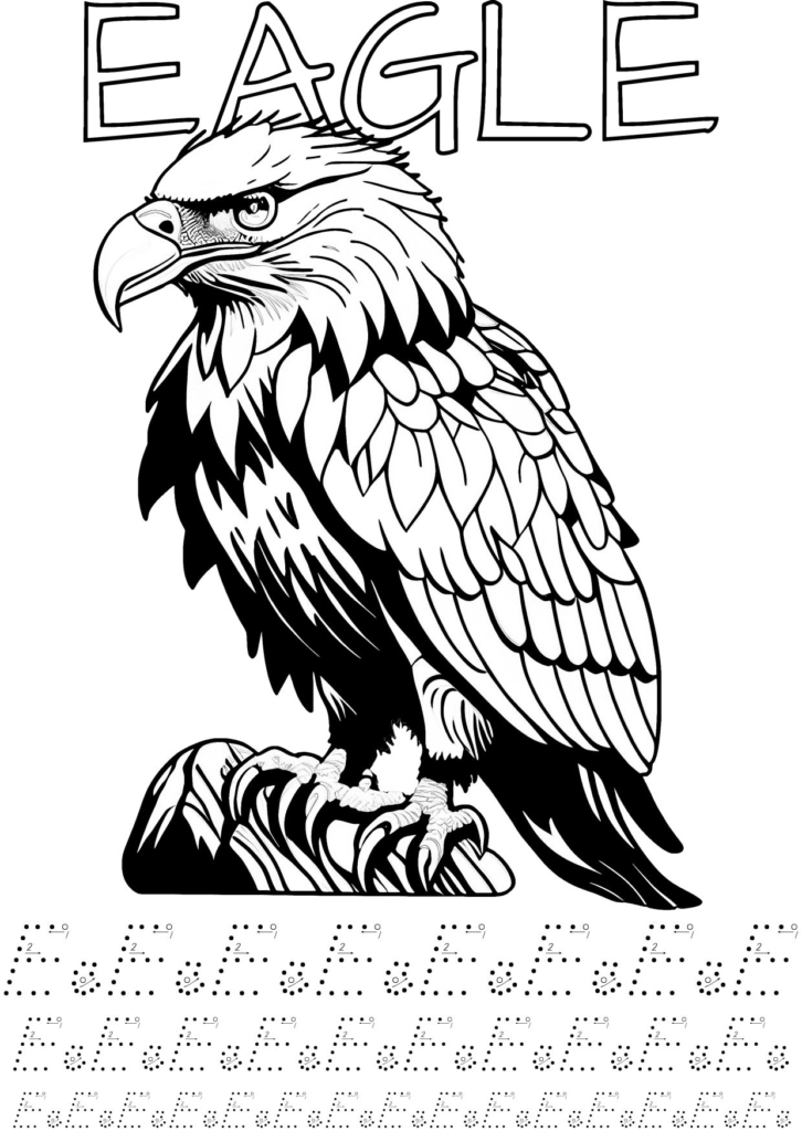 Animal Alphabet - E is for Eagle - Coloring Page