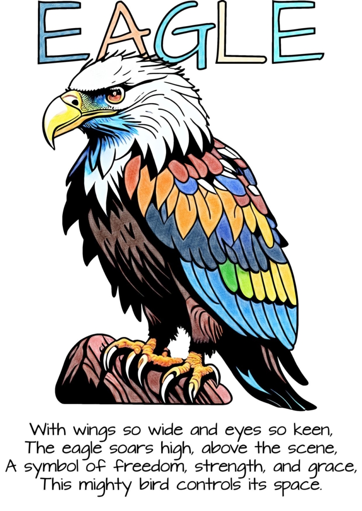 Animal Alphabet E is for Eagle - poster and poem