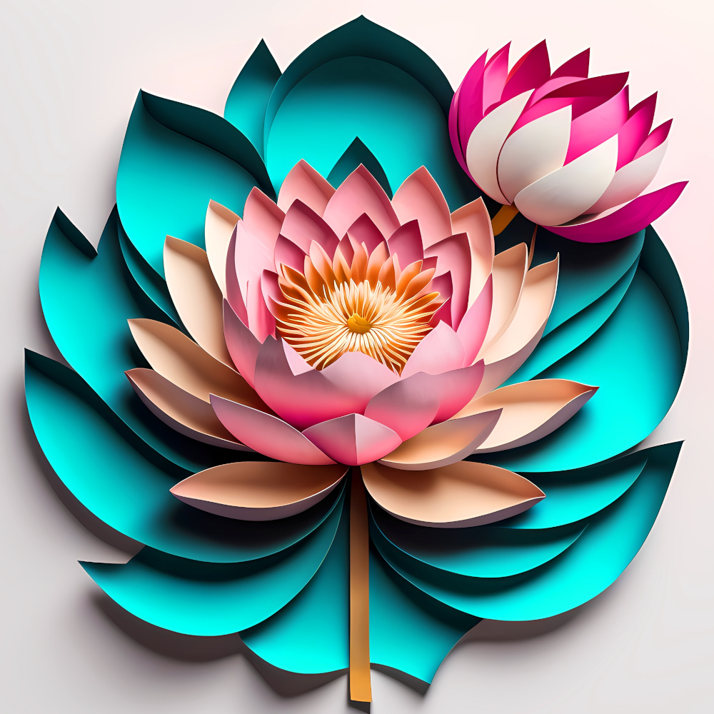 Flowers in Papercut Style with 3D effect - Poster