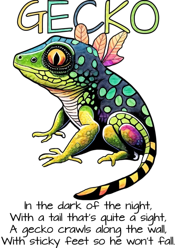 Animal Alphabet - G is for Gecko - Poster and Poem